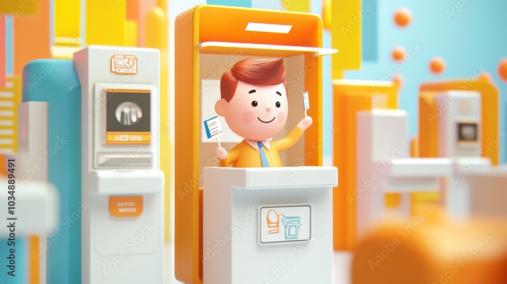 A 3D cartoon candidate standing proudly on a campaign stage, surrounded by animated voters and humorous banners. A 3D cartoon candidate standing proudly on a campaign stage, surrounded by animated voters and humorous banners.