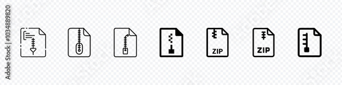 Zip File vector outline Icon Design illustration. Icon illustration of a compressed ZIP file, ZIP archive file icon, File Format Icons , File Format Icons set