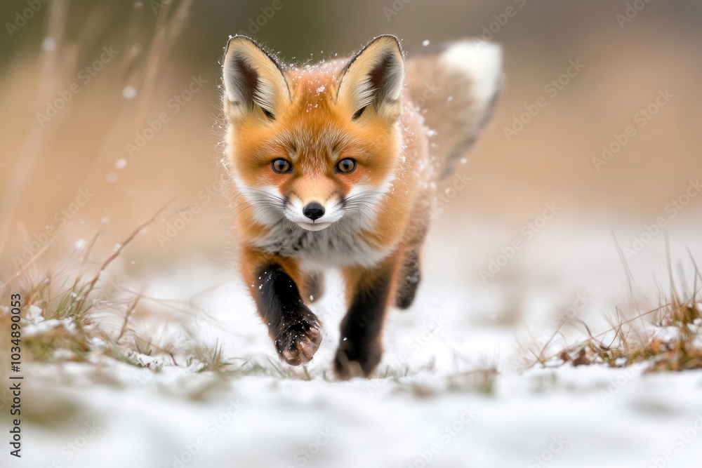 Red Fox Running Through the Snow Red Fox Running Through the Snow