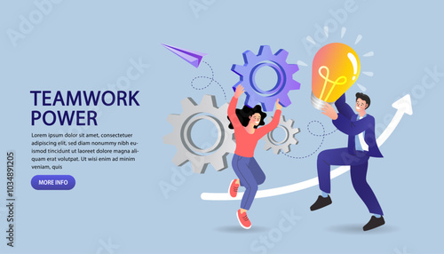 Business people on cog wheel. business graphic, company is engaged in joint construction rise career to success. Vector creative illustration