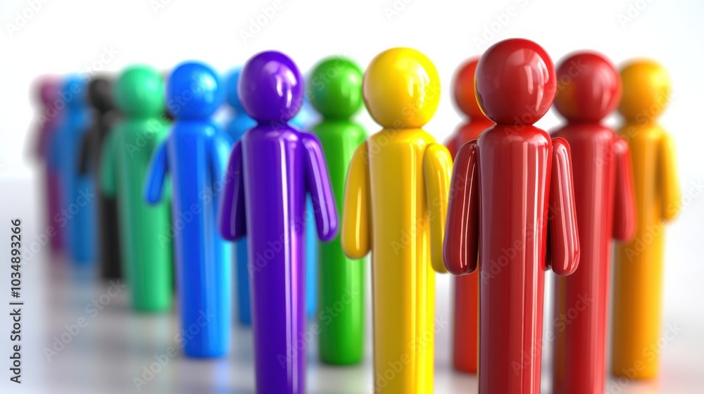 Colorful 3D cartoon characters standing in line to vote in a fictional election, holding hilariously oversized pens Colorful 3D cartoon characters standing in line to vote in a fictional election, holding hilariously oversized pens