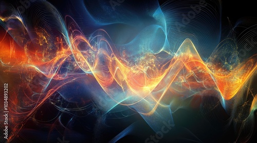 Wallpaper Mural Abstract composition of vibrant sine waves illuminated patterns and fractal designs representing sound equalization and musical spectrum Torontodigital.ca