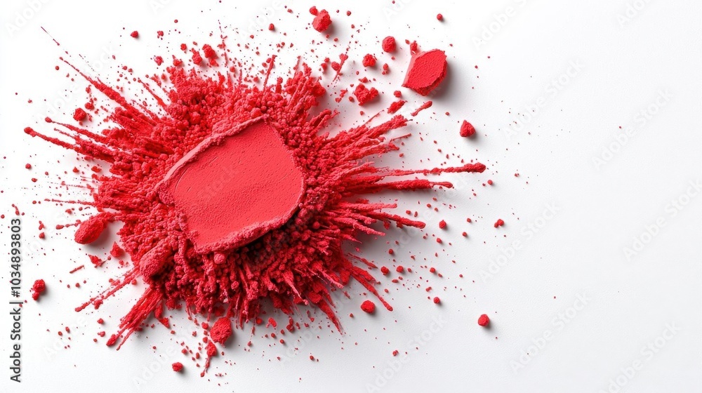 A photostock images of bright red powder splashes, isolated on white background, High Quality A photostock images of bright red powder splashes, isolated on white background, High Quality