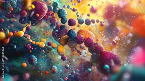 Colorful surreal illustration of a proteome highlighting the fascinating aspects of proteomics