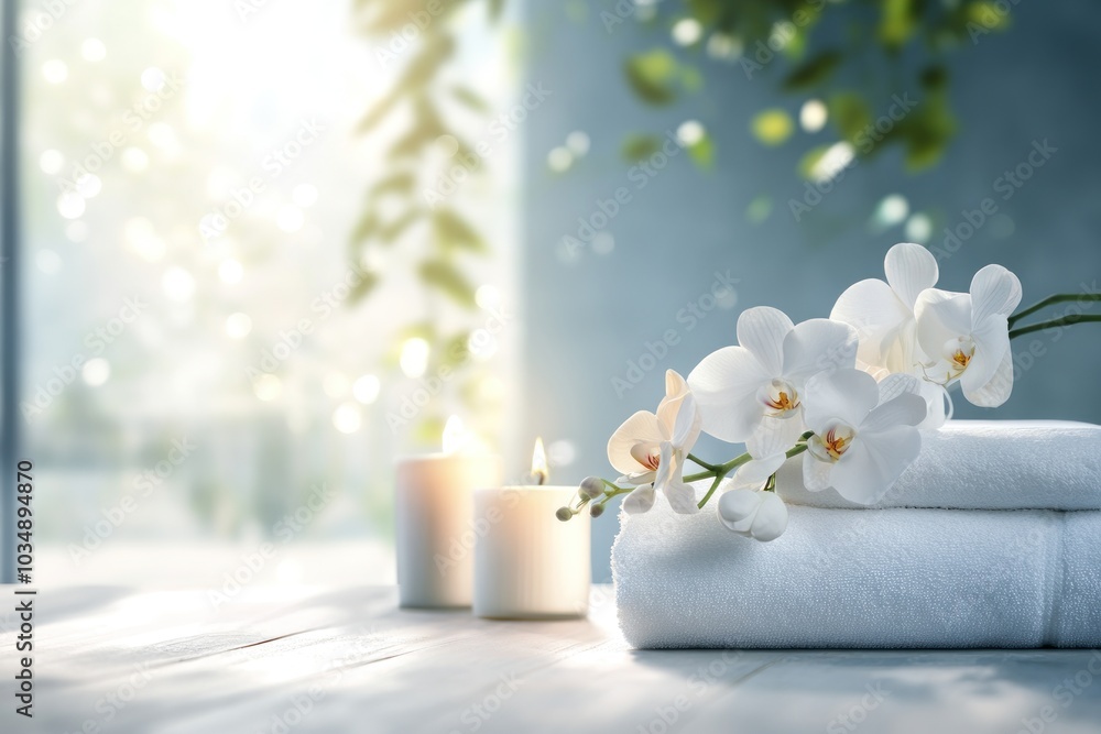 Spa Relaxation with Orchid and Candles Spa Relaxation with Orchid and Candles