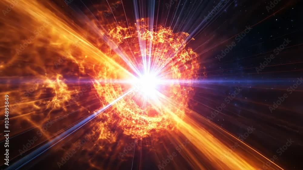 A bright light is shooting out from a star A bright light is shooting out from a star