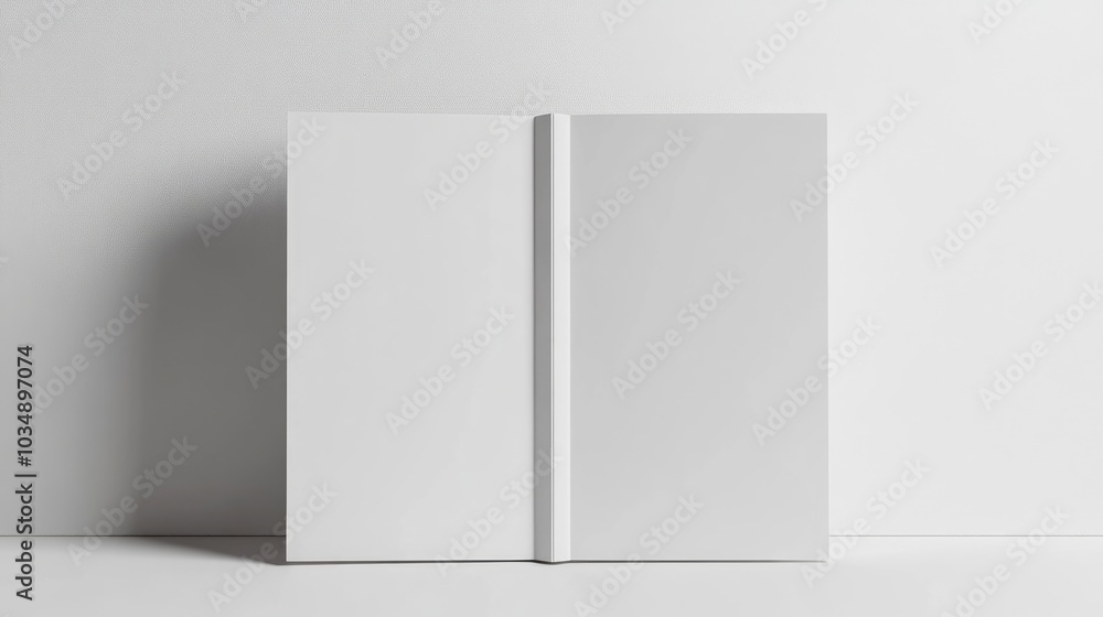 Vertical white booklet mockup A4 size split into two sections displayed against a white background 3D rendering Vertical white booklet mockup A4 size split into two sections displayed against a white background 3D rendering