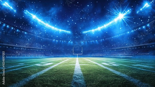 Bright Stadium Lights Illuminate Football Field at Night