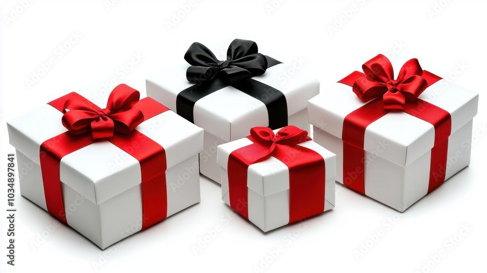 A photostock images of gift boxes with ribbons, isolated on white background, High Quality A photostock images of gift boxes with ribbons, isolated on white background, High Quality
