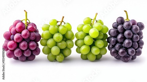 A photostock images of grapes and passion fruits, isolated on white background, High Quality