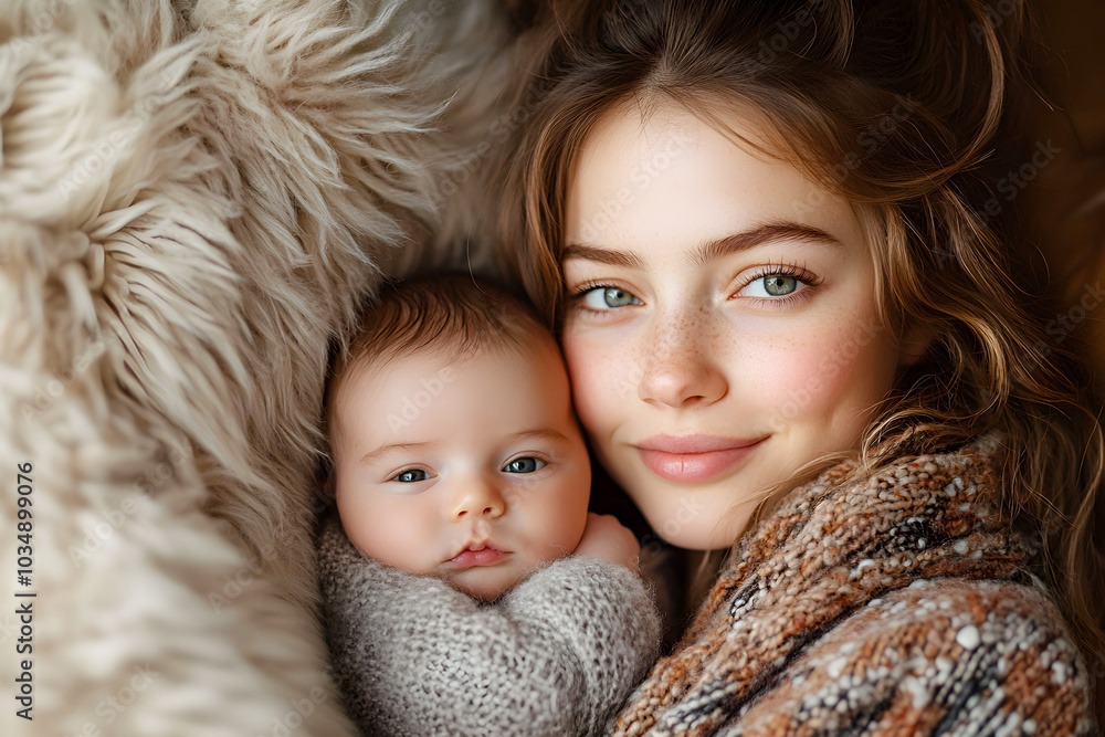Tender Love: A young mother and her baby share a tender moment of love and connection, beautiful display of affection. Tender Love: A young mother and her baby share a tender moment of love and connection, beautiful display of affection.