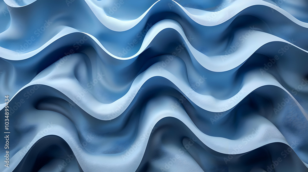 Fototapeta premium Abstract 3D Blue Wavy Pattern Background