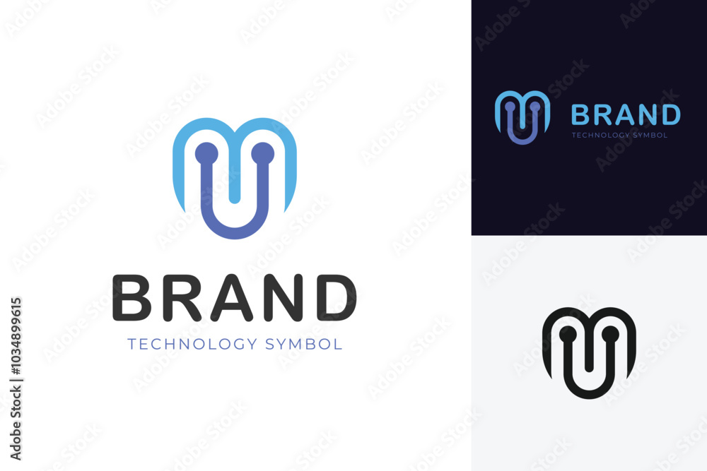 Letter mu or um identity logo design with connected symbol for brand technology vector logo design Letter mu or um identity logo design with connected symbol for brand technology vector logo design