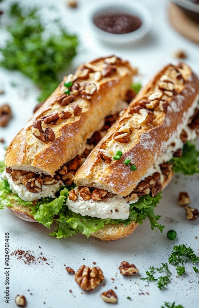 Taro French brioche with lettuce and cream cheese sandwich Taro French brioche with lettuce and cream cheese sandwich
