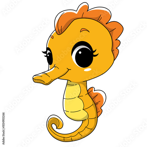 Seahorse coloring page isolated on white background.