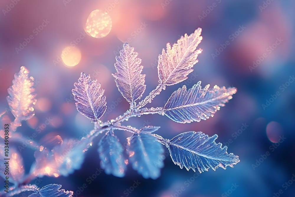 Captivating Frosted Leaves Glimmering in Soft Light Captivating Frosted Leaves Glimmering in Soft Light
