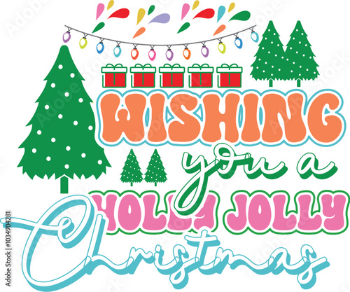 Wishing you a holly jolly christmas design