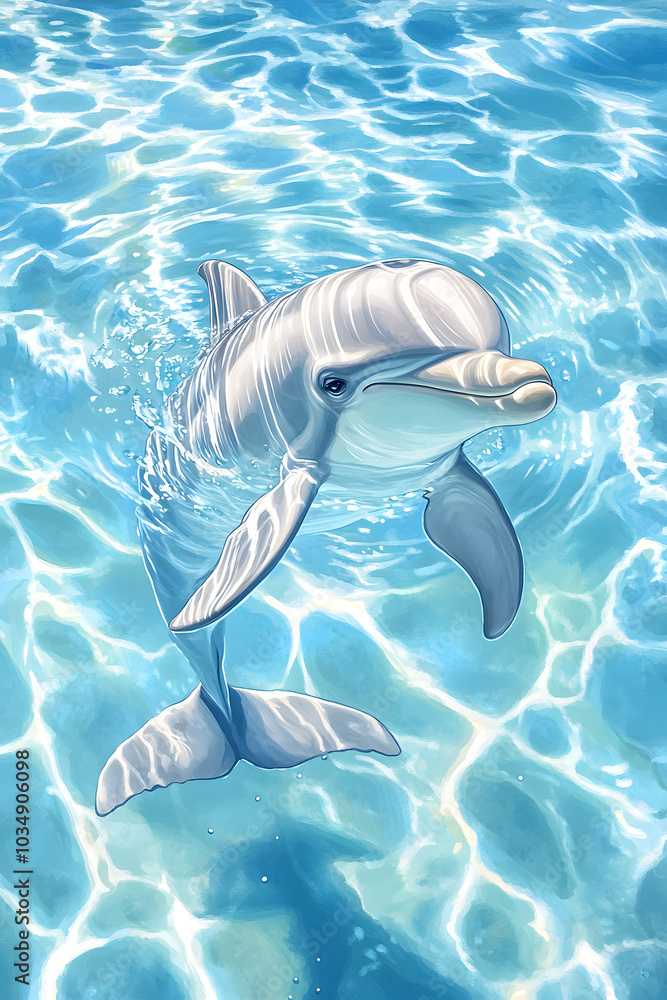 Obraz premium Dolphin Swimming in the Ocean: A Captivating Underwater Image