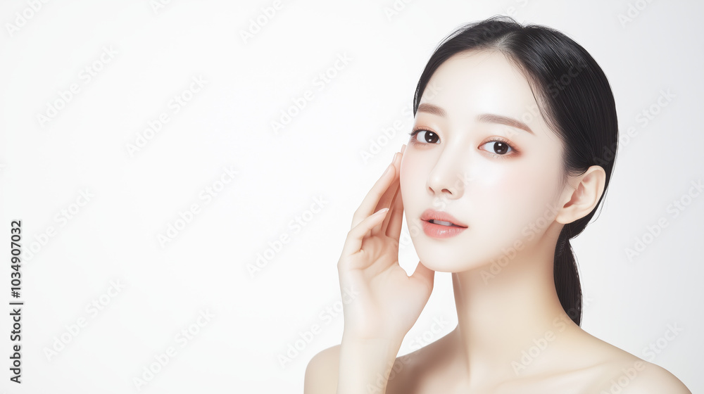 Beautiful young asian woman with clean fresh skin on white background, Face care, Facial treatment, Cosmetology, beauty and spa, Asian women portrait. Beautiful young asian woman with clean fresh skin on white background, Face care, Facial treatment, Cosmetology, beauty and spa, Asian women portrait.