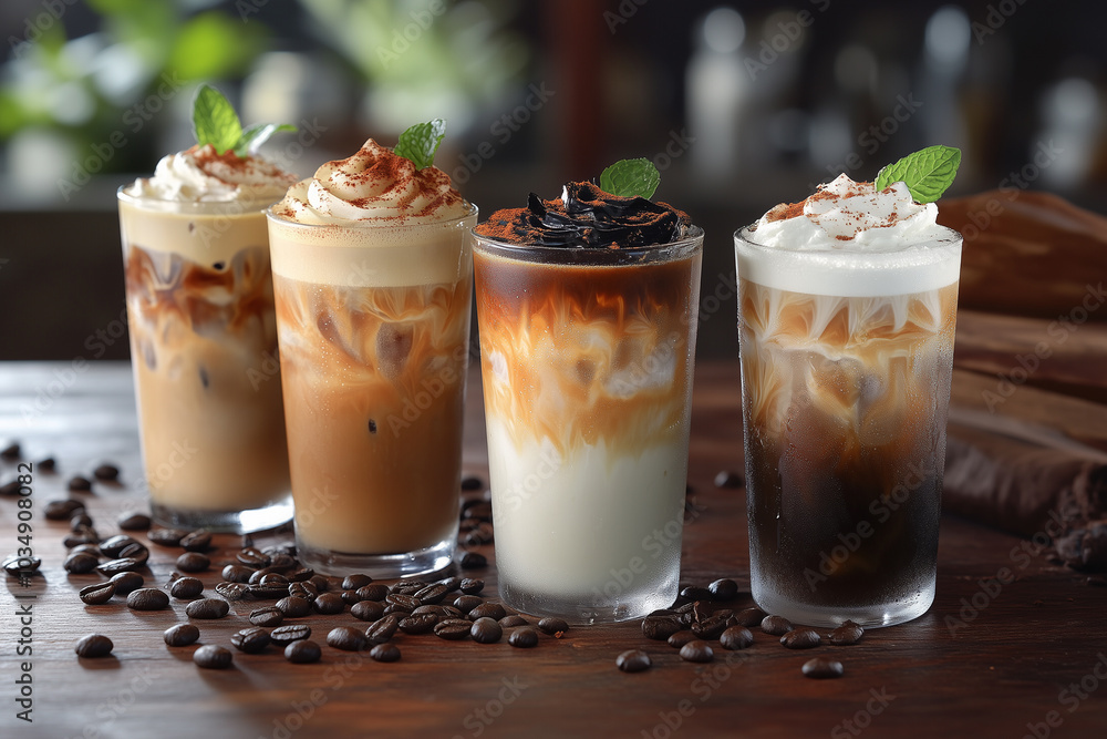 Delicious Ice Coffee Varieties Display