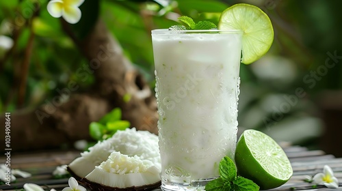 A glass of chilled coconut water with a dash of lime elevates grilled chicken