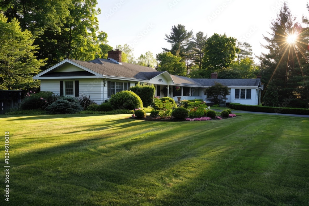 American-style house, green lawn American-style house, green lawn