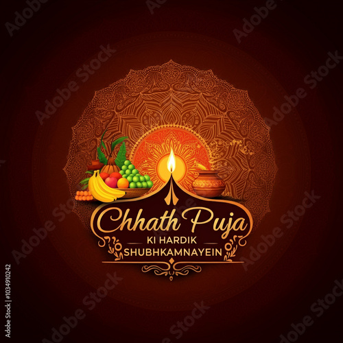 Elegant Chhath Puja scene w...