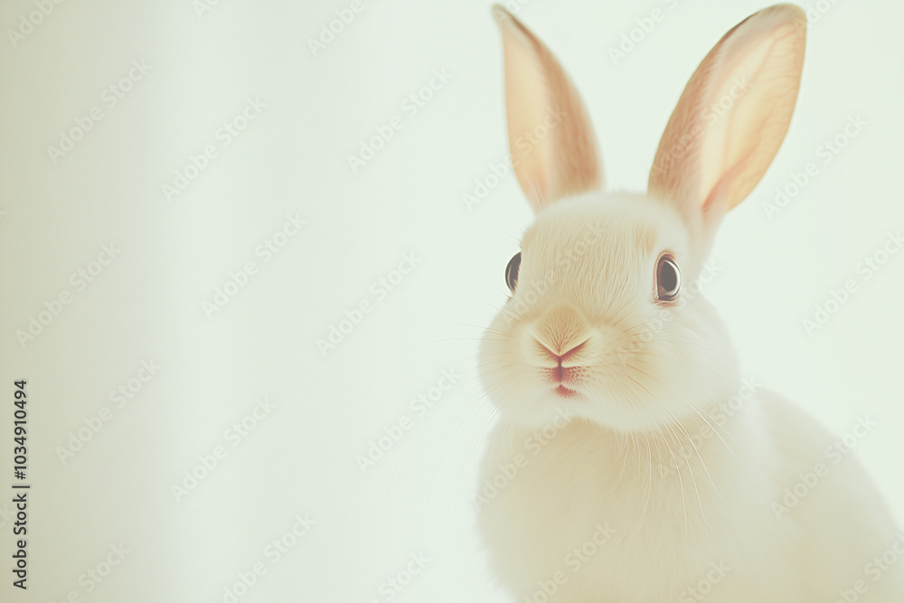 Cute White Bunny Close-Up