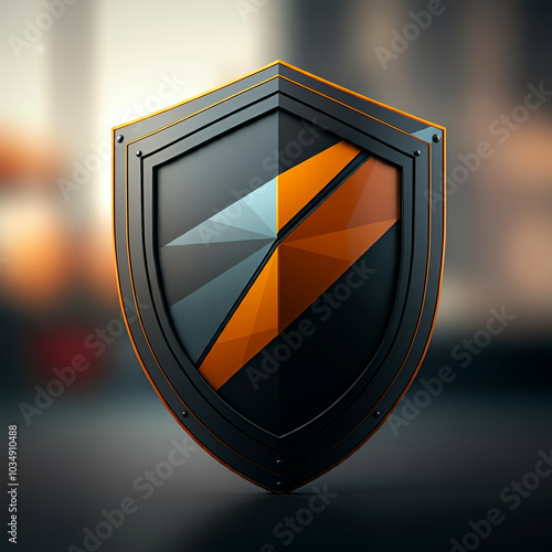 Modern shield icon with a g...