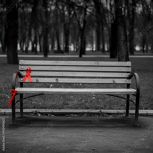 Black and white bench with ...