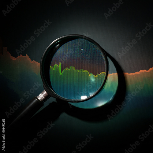 Magnifying glass examining ...