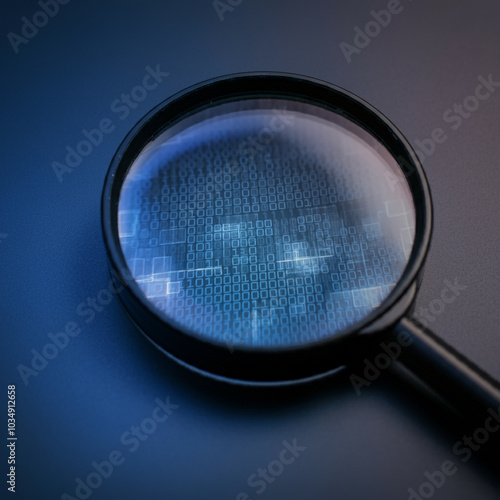 Magnifying glass focusing o...