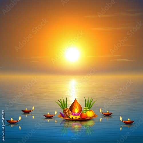 chhath puja Sunset ritual s...