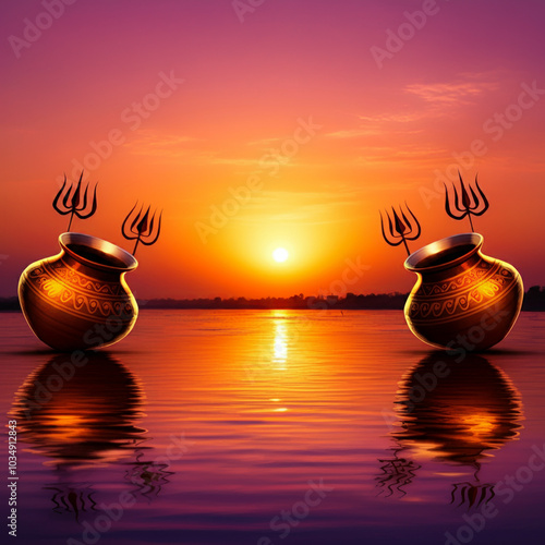 chhath puja Sunset view wit...