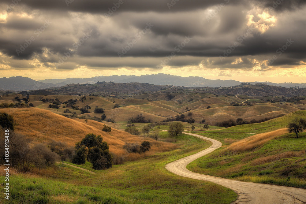 Naklejka premium Serene Rolling Hills Landscape