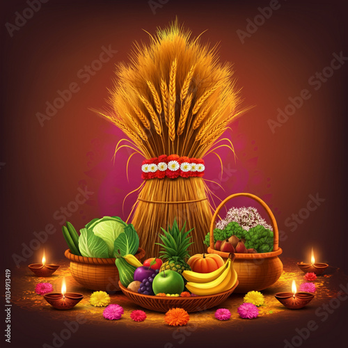 Decorated wheat sheaves wit...