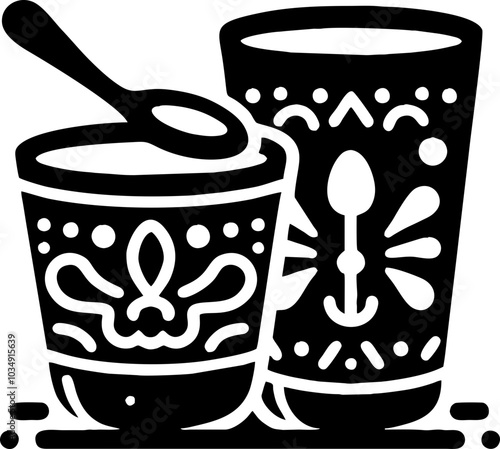 Milk Glass black silhouette icon logo in the mexican style photo