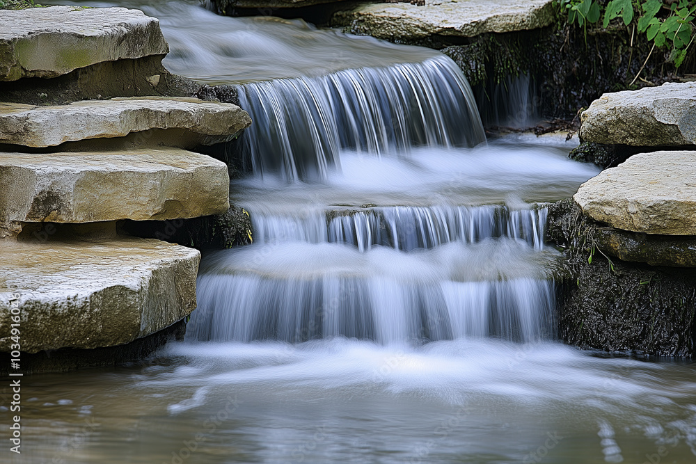 Obraz premium Serene Waterfall in Nature