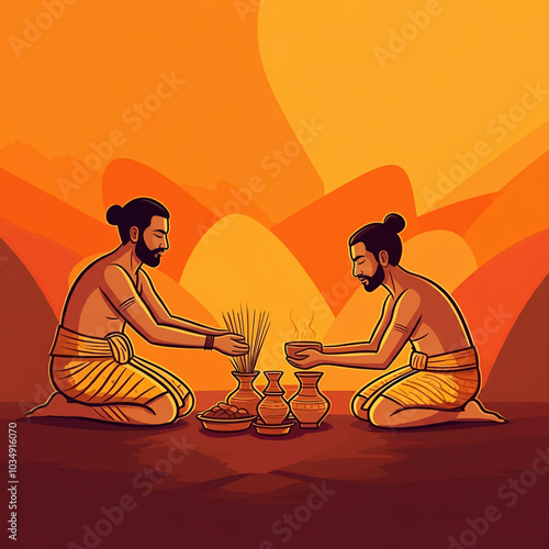 ritual scene with two peopl...