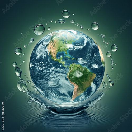 Earth surrounded by water d...