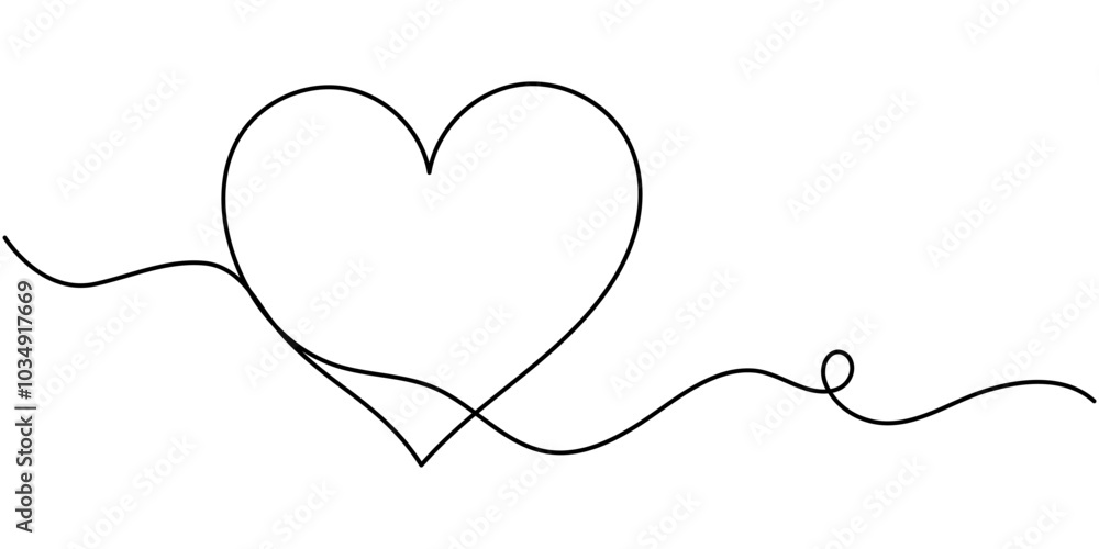 Heart. Abstract love symbol. Continuous line art drawing vector illustration, Hearts, Heart in continuous drawing lines. Continuous black line. The work of flat design. Symbol of love and tenderness Heart. Abstract love symbol. Continuous line art drawing vector illustration, Hearts, Heart in continuous drawing lines. Continuous black line. The work of flat design. Symbol of love and tenderness