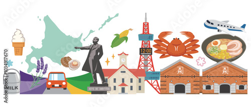 北海道のイラストセット