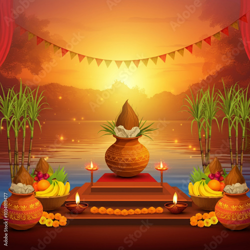 Chhath Puja setup with kala...