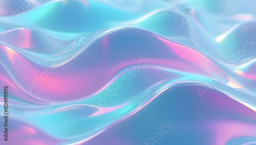 Holographic glass, wave, colorful background