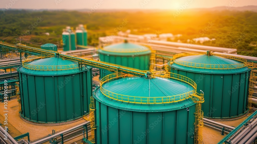 Aerial view of biofuel plant, eco-friendly energy, Fuel Processing Technology Aerial view of biofuel plant, eco-friendly energy, Fuel Processing Technology