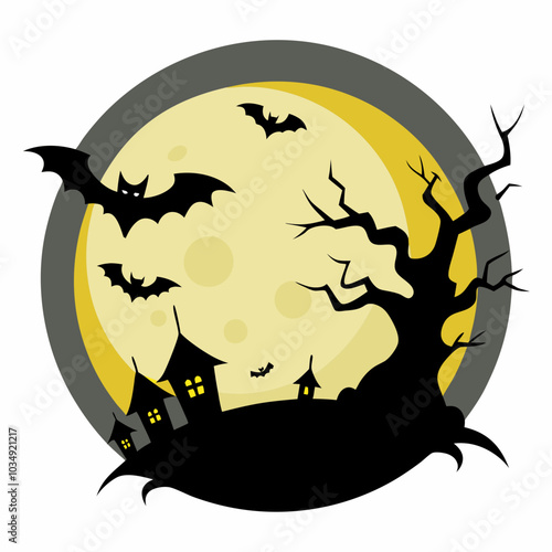 halloween background with bats and moon