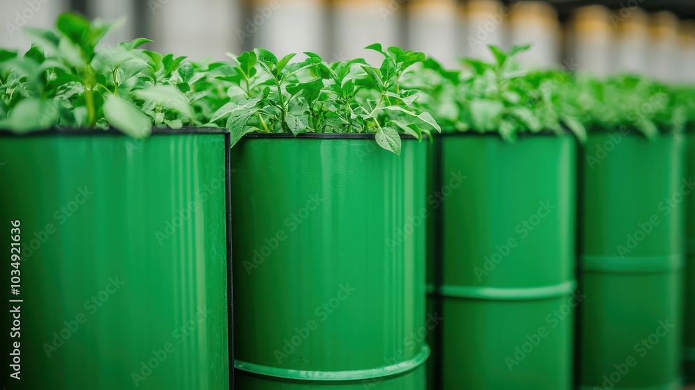 Green biofuel plant with surrounding nature, sustainable tech, Fuel Processing Technology Green biofuel plant with surrounding nature, sustainable tech, Fuel Processing Technology