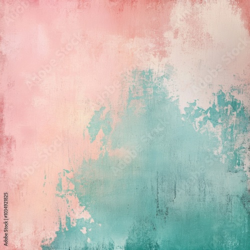 Rough watercolor background with peach and turquoise 