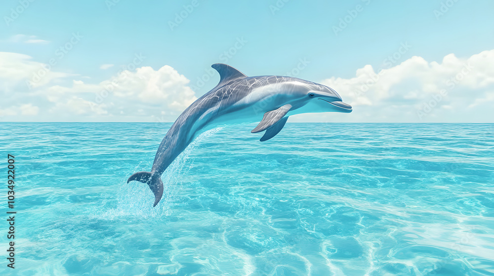Fototapeta premium Dolphin Leaping Out of the Water