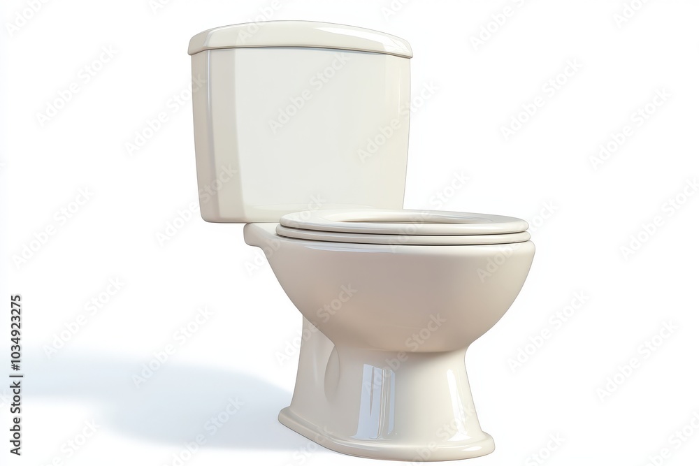 White Toilet Bowl and Tank on a White Background White Toilet Bowl and Tank on a White Background